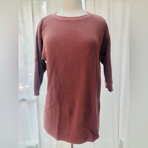 Uniqlo Burgundy Pullover Sweater with Cropped Sleeves